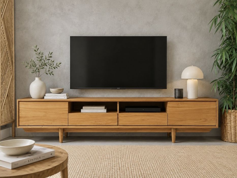 aparador consola movel TV armario nordico teca industrial rustico