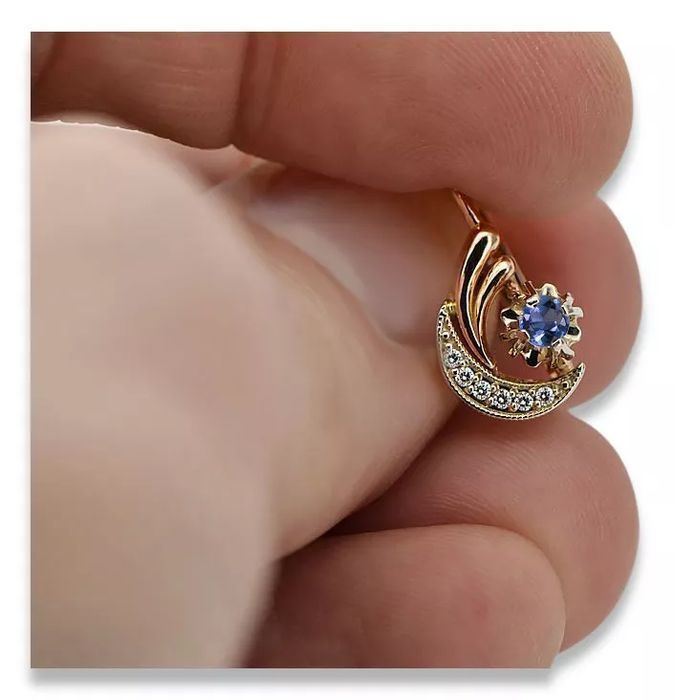 Kolczyki z brylantami aleksandrytami 14k różowego złota ved093rw-ax P