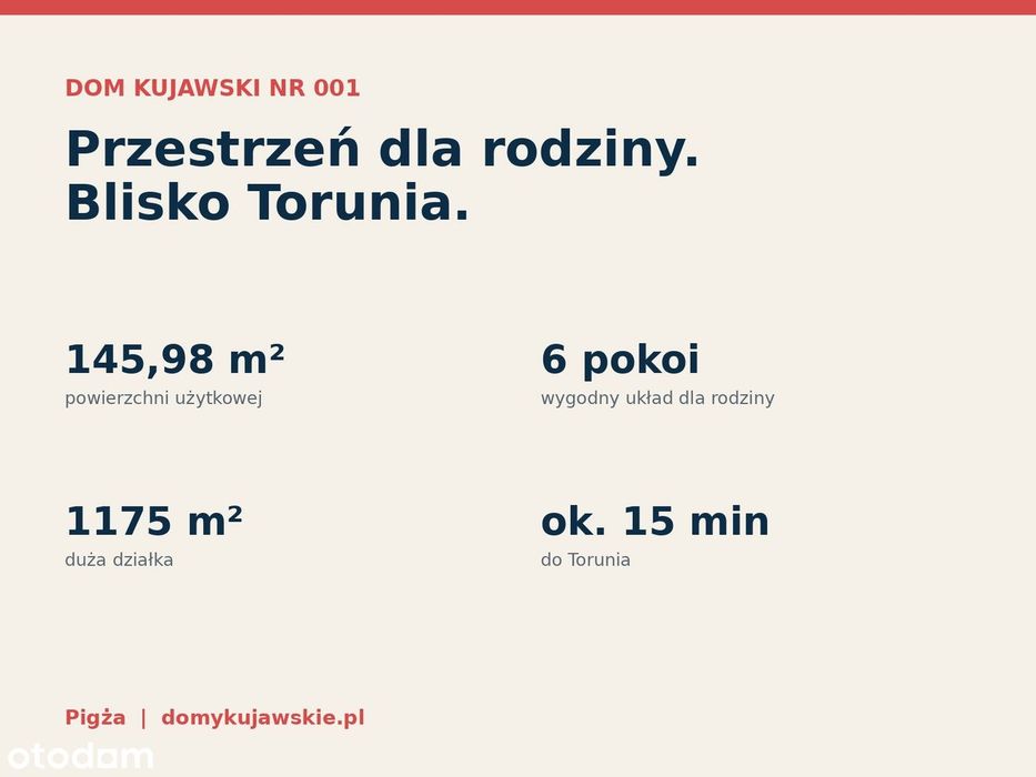 Nowy dom 146 m² | działka 1175 m² | Pigża pod Toruniem