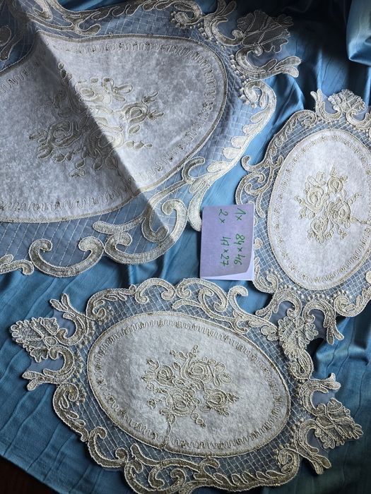 Biezniki Komplet 3 szt,turecki,welur. Krem/ZLOTO glamour