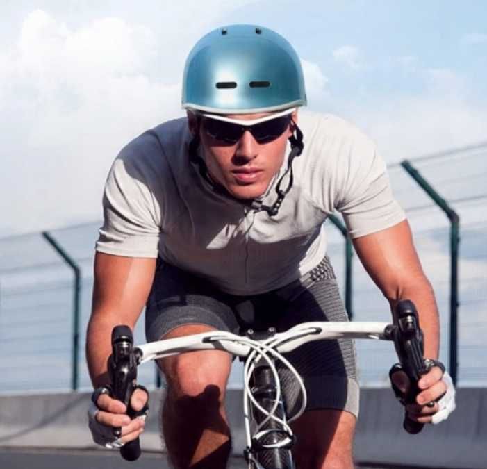 Kask Rowerowy Ze Światłem LED 58-61 cm Wentylowany Niebieski