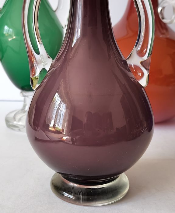 Amfora Tarnowiec piękne stare kolorowe szkło 27,5 cm
