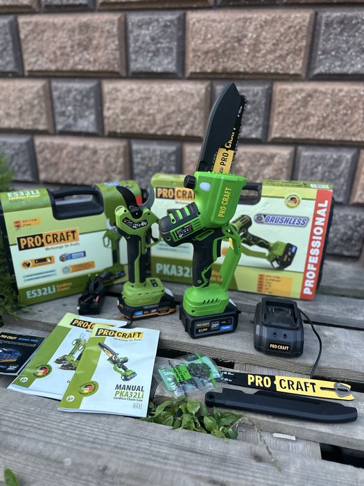 Акумуляторний садовий набір Procraft пилка Pka 32 + секатор  Es 32