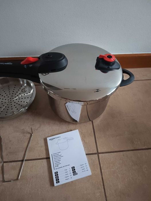 Amazon Basics Stal nierdzewna Szybkowar z parowarem, 6 litrów, NOWY