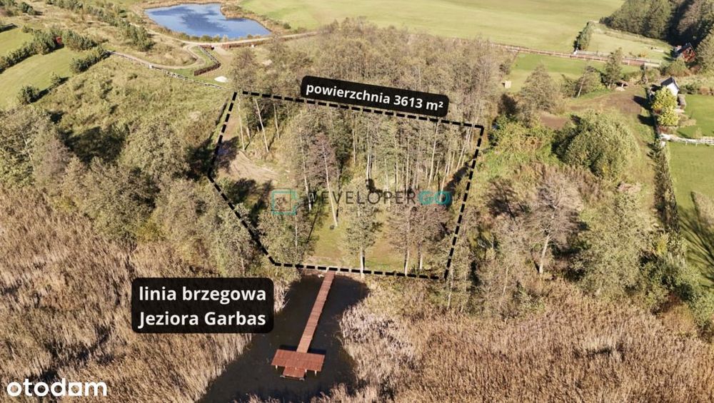 Działka 3613 m² z własną linią brzegową i pomostem