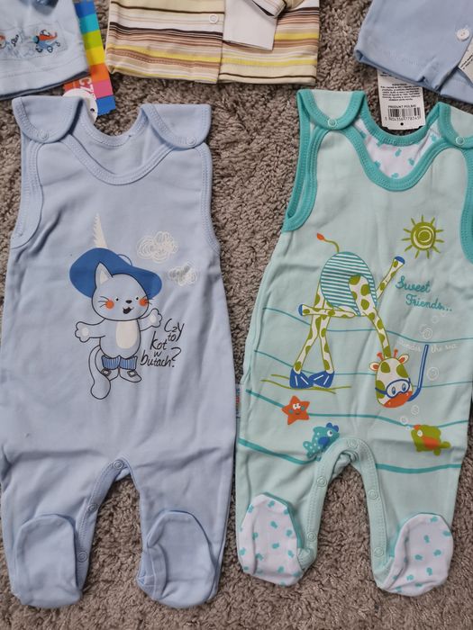 NOWA wyprawka paka niemowlęca śpiochy kaftanik czapki rajstopy 62