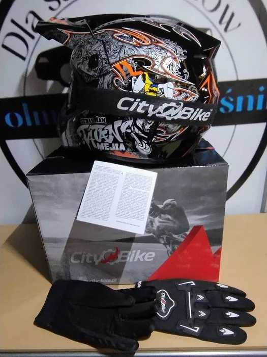 Zestaw CROSS quad atv hulajnoga Kask czarny + rękawice i gogle