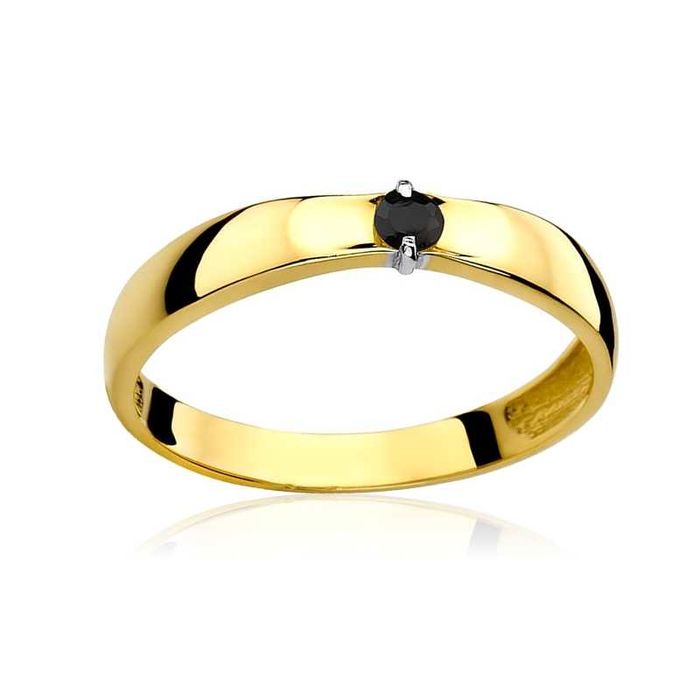 WYPRZEDAŻ 440zł/g 585 Złoty Pierścionek Obrączka z Czarną Cyrkonią