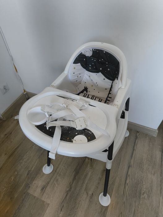 Krzesełko do karmienia dziecka dla dzieci 3w1 taca stolik fotelik pasy