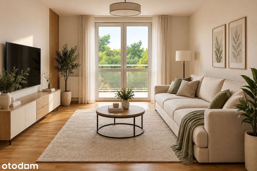 59 m² | 2 pokoje | Duży balkon | Widok na zieleń i las | Otwock