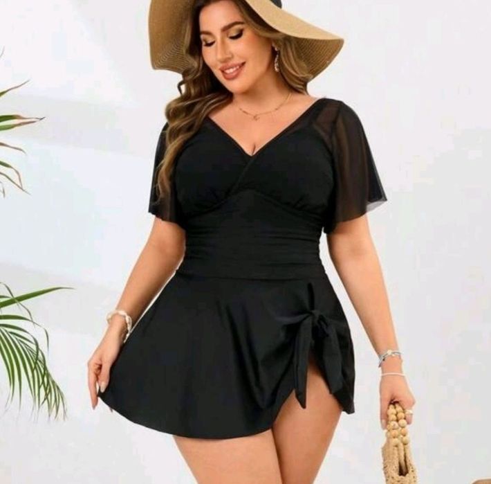 Купальник платье купальное с рукавами сеточка XXXL