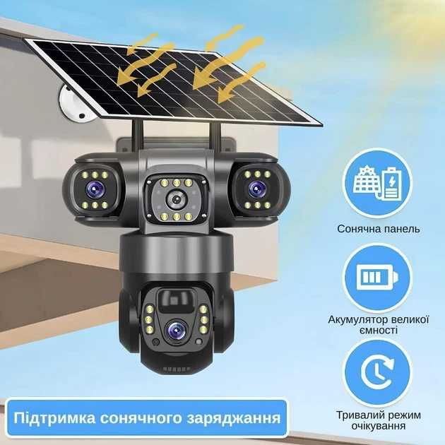 Потрійна сонячна камера 12Мп 4G Cім з панелью в380pro АВТОНОМНА S30