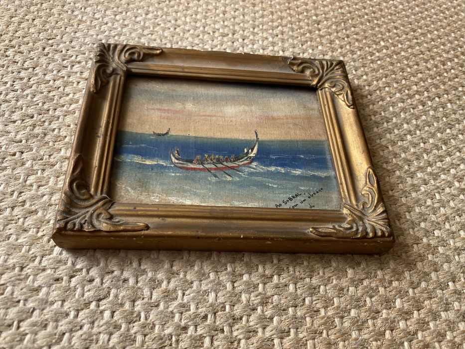 Quadro a óleo assinado com barco