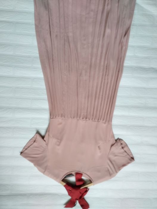 Shein sukienka plisowana długa na bal komunię pudrowy róż 34/36