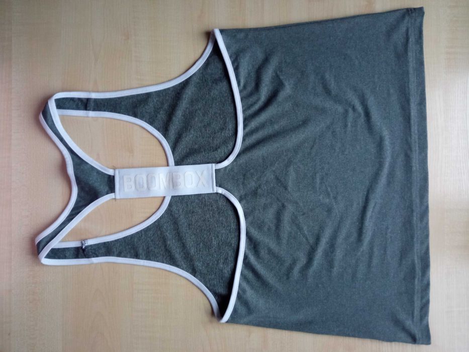 Sportowy top Bluzka na ramiączkach Szara Melanż Cropp 40 L