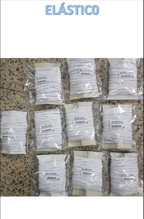 Elástico com 1 cm de espessura e com várias espessuras branco e preto