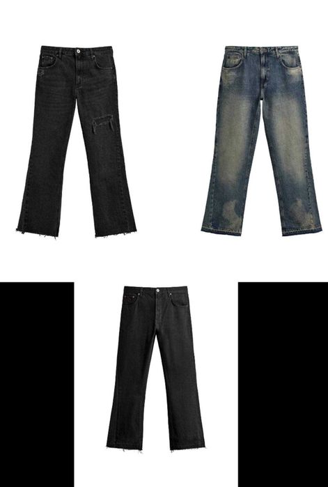 Zara Flared Jeans blue, black, distressed