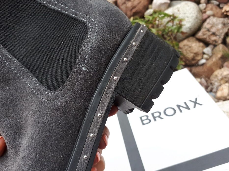 Sztyblety zamsz szare BRONX 38 markowe obuwie WYPRZEDAŻ