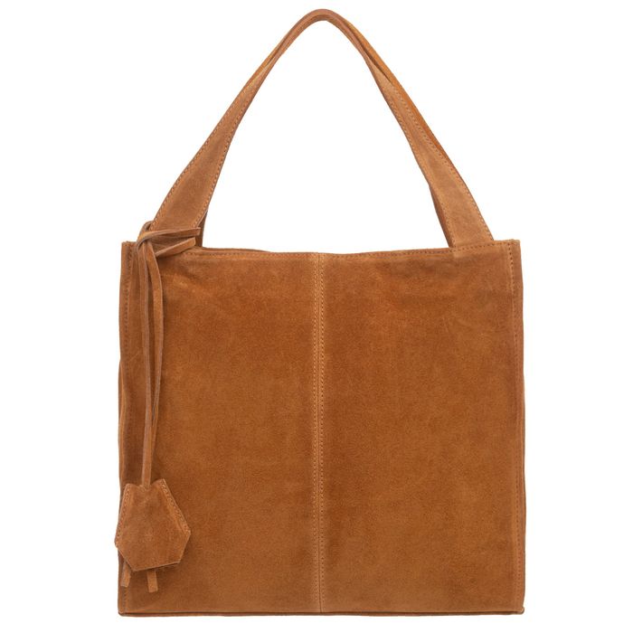 VERA PELLE torebka zamszowa shopper klasyczna na ramię V624 camel