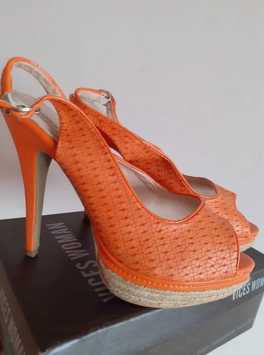 Nowe sandały letnie na platformie pomarańcz orange
