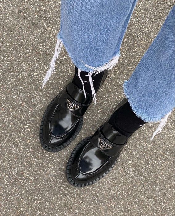 Mokasyny Prada black leather