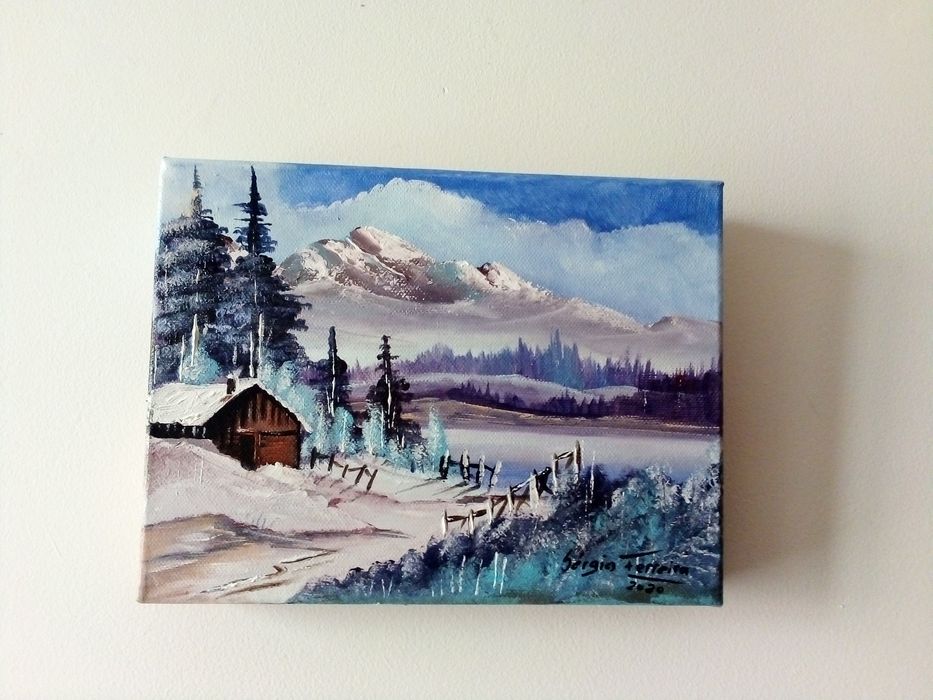 Quadro 4 estações, pintado à mão