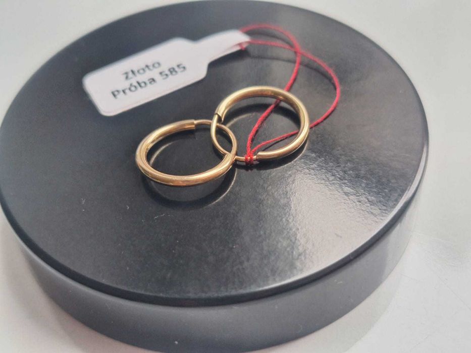 Złote kolczyki koła, klasyka szarniry p. 585,14K