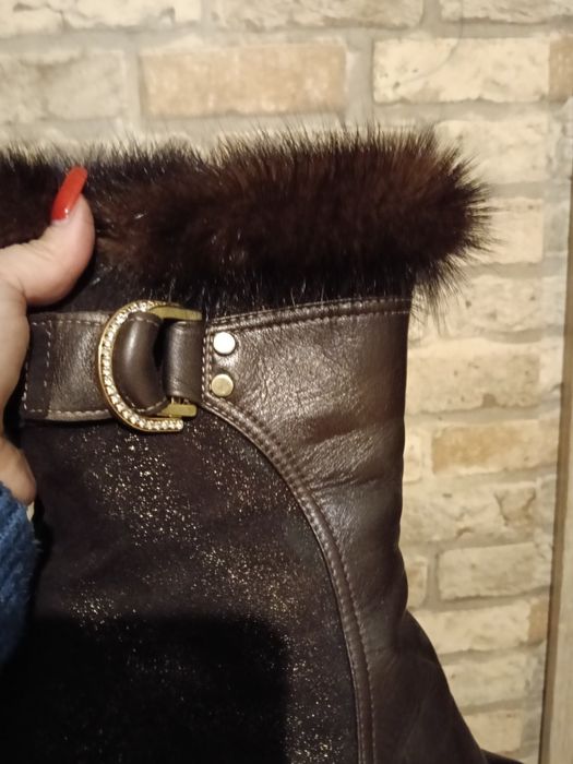 Piękne włoskie botki sk naturalna futro lis 38 nowe