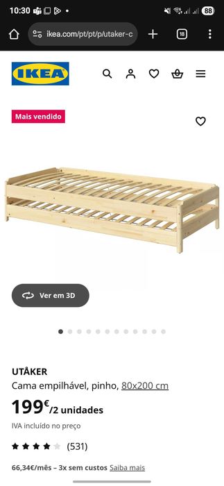 Cama empilhavel com dois colchões - 100€ para retirada hoje.