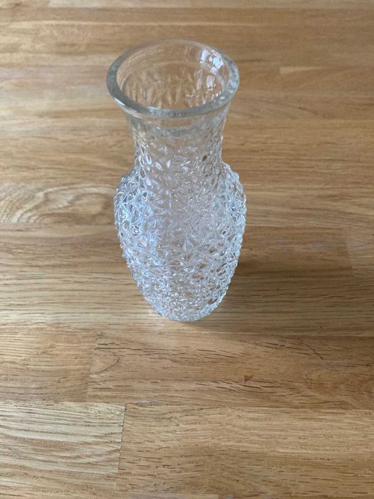 Wazon Prądniczanka „Lodowy Grys” szkło PRL biały przeźroczysty