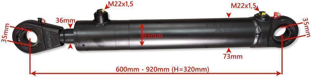 Siłownik Hydrauliczny 63x36 Skok 320 + Mocowania [9095]