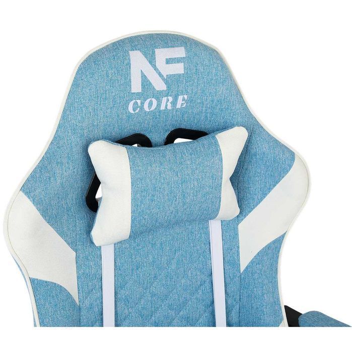 Fotel Gamingowy Infini Core Light Blue z Tkaniny i Podnóżkiem