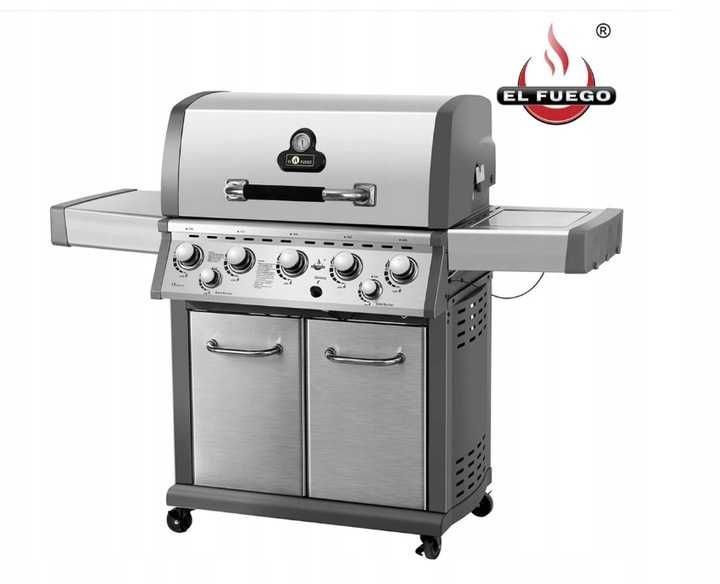Bardzo Solidny Grill Gazowy EL FUEGO BELLEVUE 5+2 24.5kW ŻELIWO ! 72KG