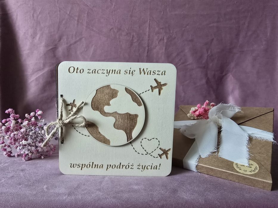 Pamiątka na ślub z motywem podróży