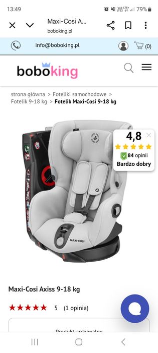 Fotelik obrotowy maxi cosi axiss do 18 kg