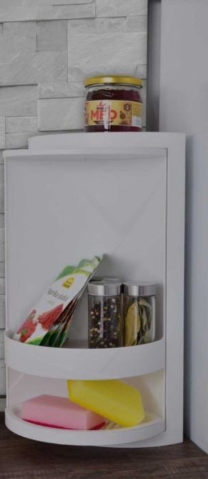 Narożna obrotowa szafka do łazienki