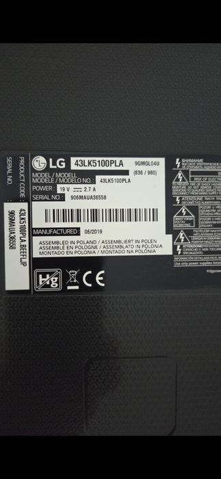 Telewizor lg 43 nie włącza się