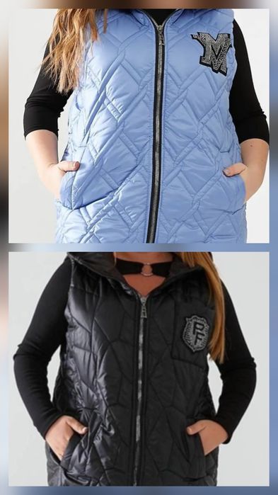 Жилетка женская демисезонная батал со стразами средней длины