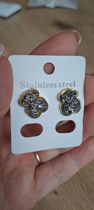 Kolczyki misie z srebrnym wnętrzem w złocie