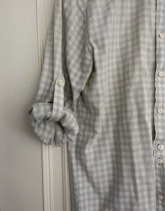 Camisa aos quadriculados azul claro