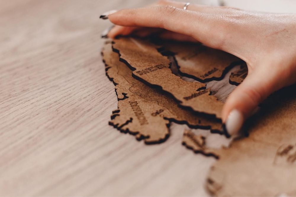 Велика дерев‘яна карта на стіну 200x110 см,настенная карта мира