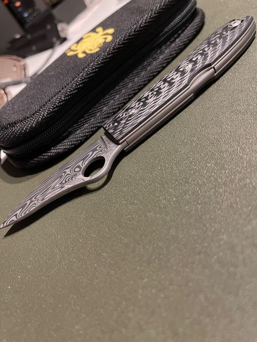 Spyderco SpyOpera Sprint Run Carbon Fiber, Damasteel Thor, damast