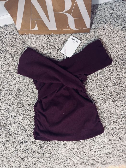 Bordowy top hiszpanka rozm S pull and bear