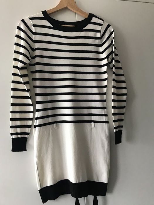 Sukienka/biało-granatowa/bawełniana/Mohito/36/S