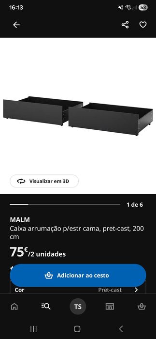 Gavetas cama Malm