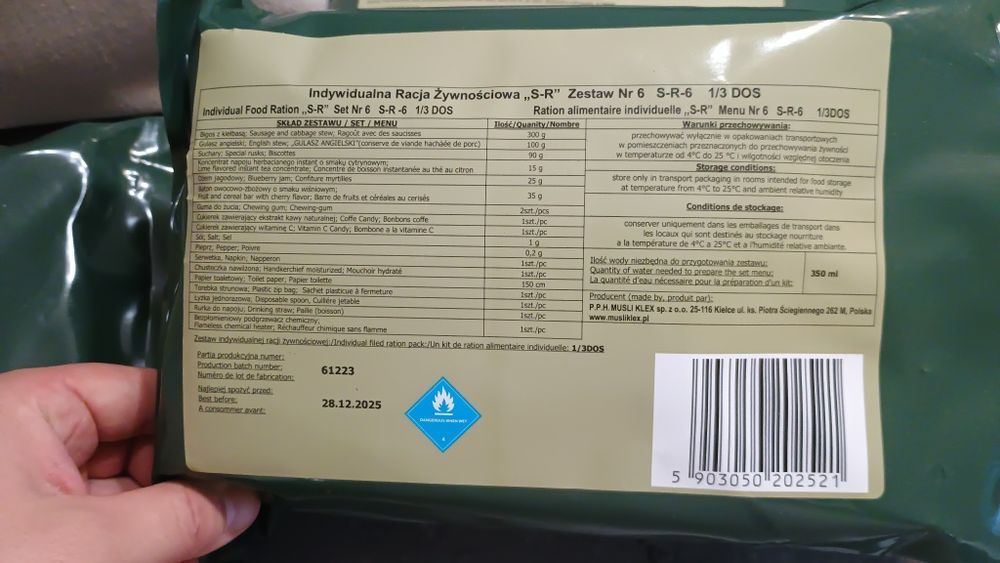 S-R-4 S-R-6 racje żywnościowe