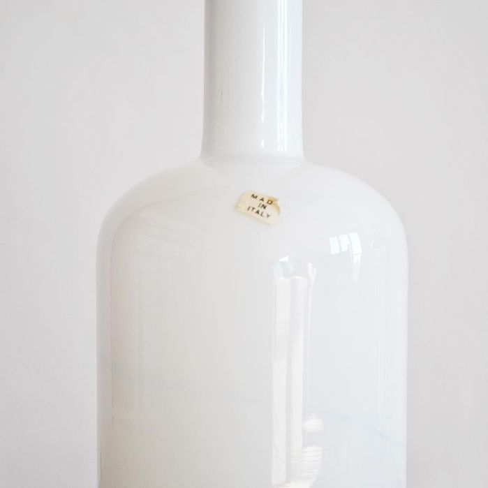 White glass vase, made in Italy, vaso vidro branco
