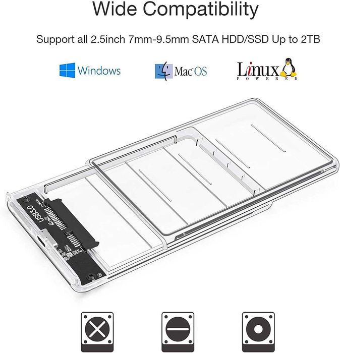 POSUGEAR Caixa Externa p/Disco Duro 2.5" USB 3.0 [Transparente]