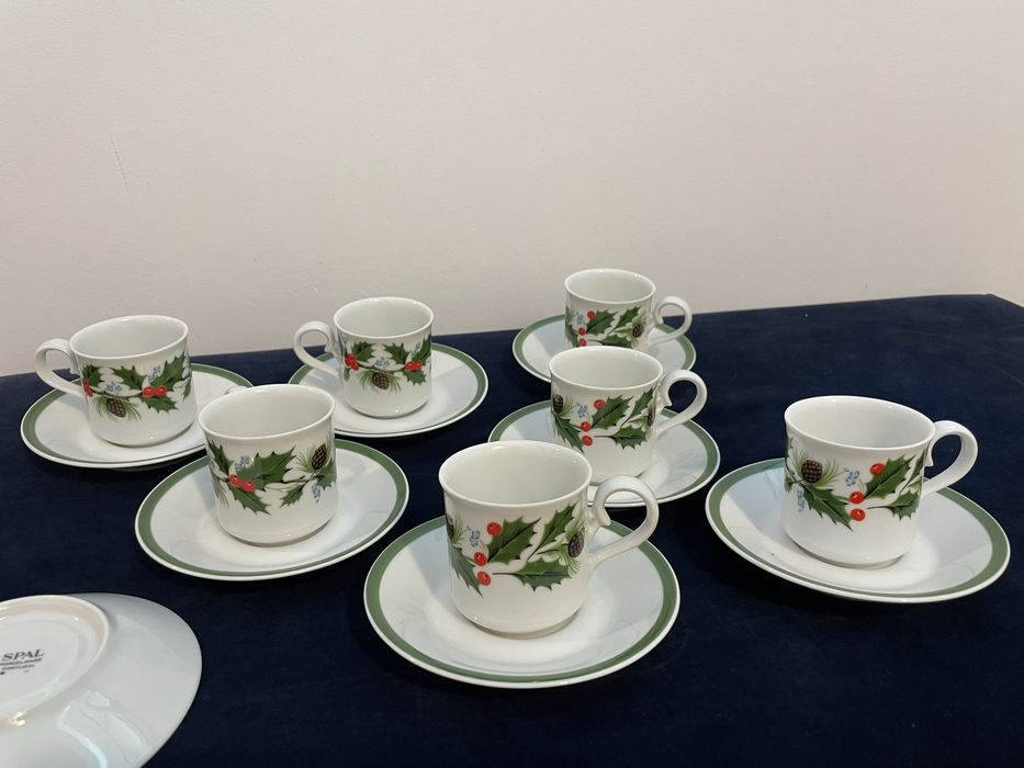 7 Chávenas café Spal porcelana Natal