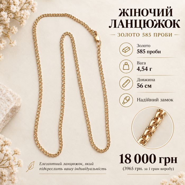 Золотий жіночий ланцюжок 585 проби
